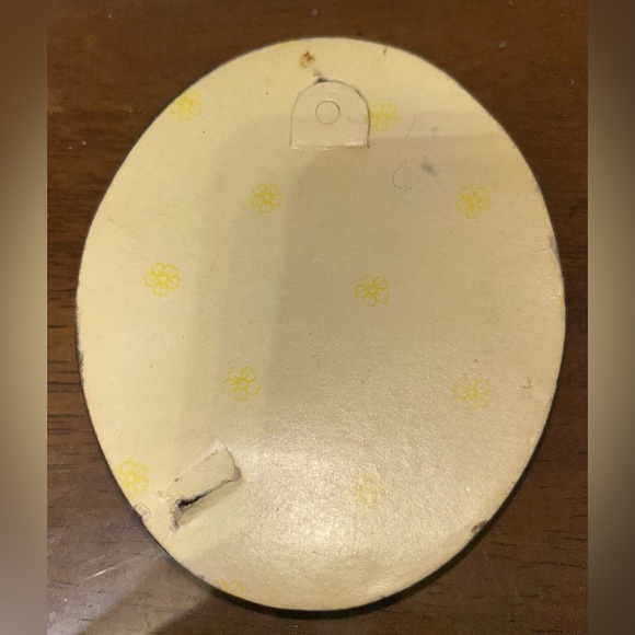 Mini Oval Oil Painting Original Black Red Frame VTG - Picture 2 of 6